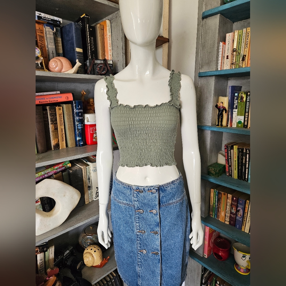 Hollister Medium Sage Green Cropped Tank